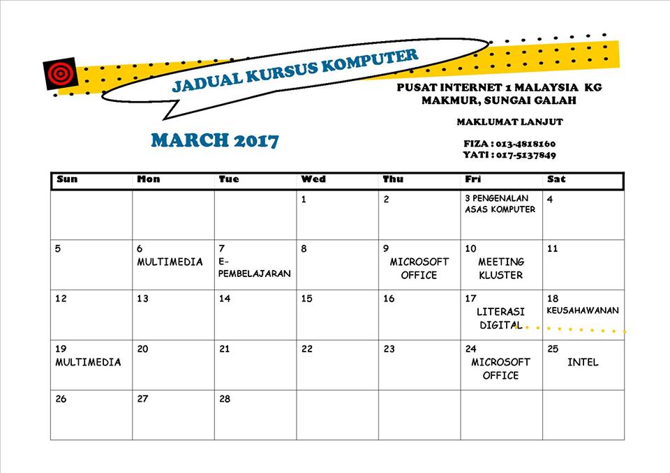 jadual kelas mac2017