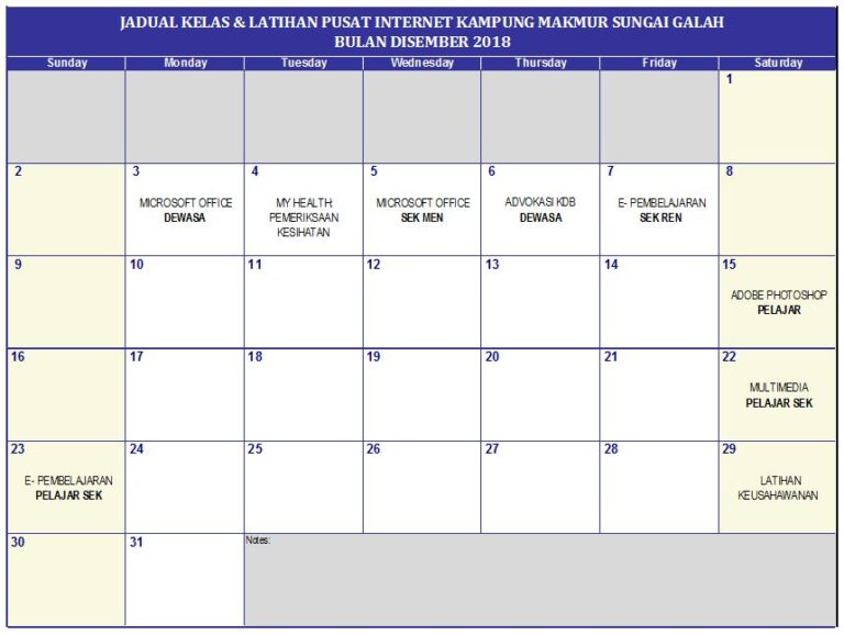 Jadual Bulan 12.2018
