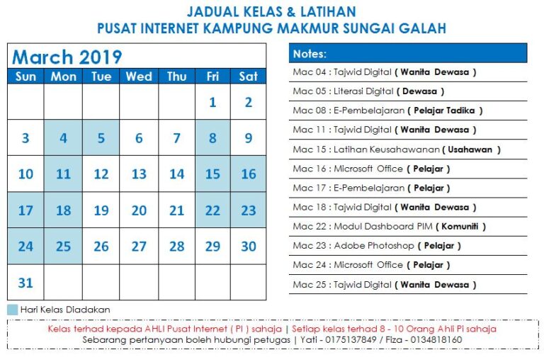 Jadual Bulan 3.2019