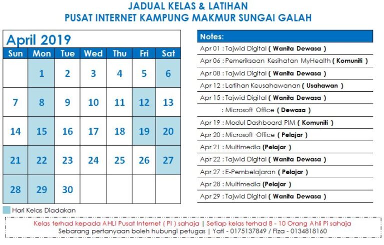 Jadual Bulan 4.2019