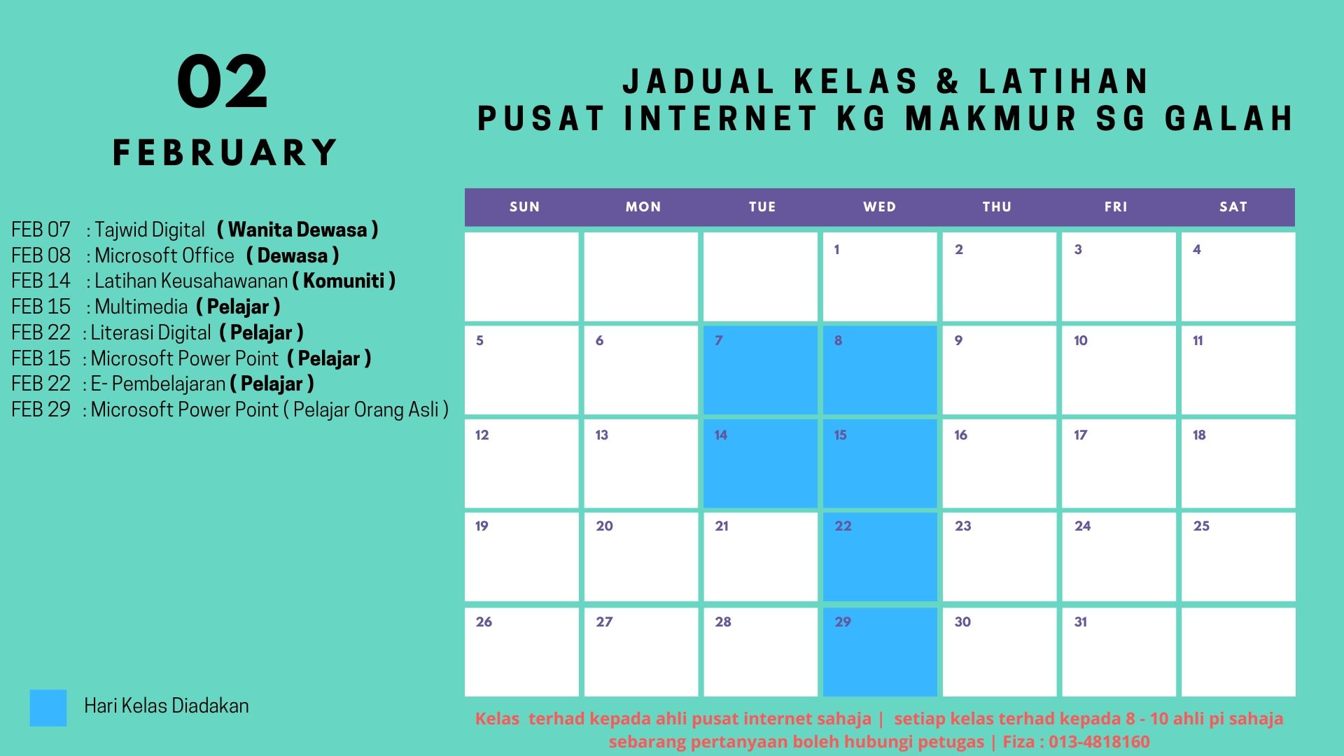 jadual kelas