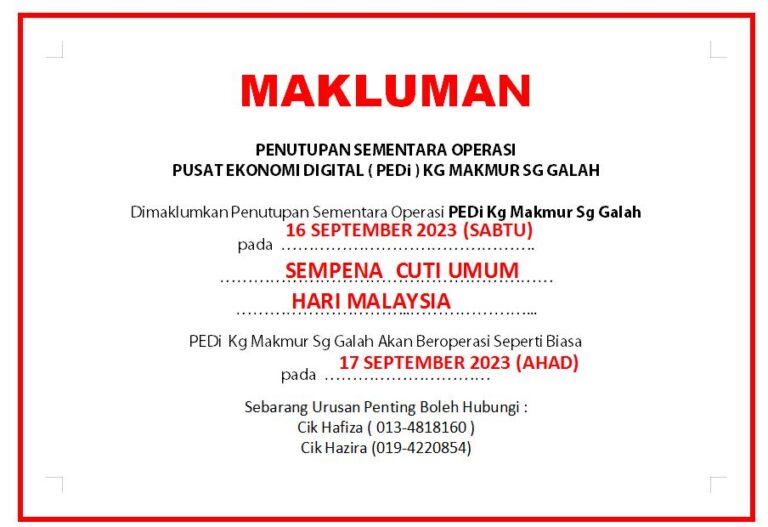 CUTI UMUM HARI MALAYSIA